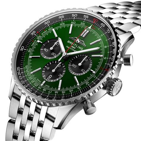 breitling green face mens watch|Breitling navitimer green.